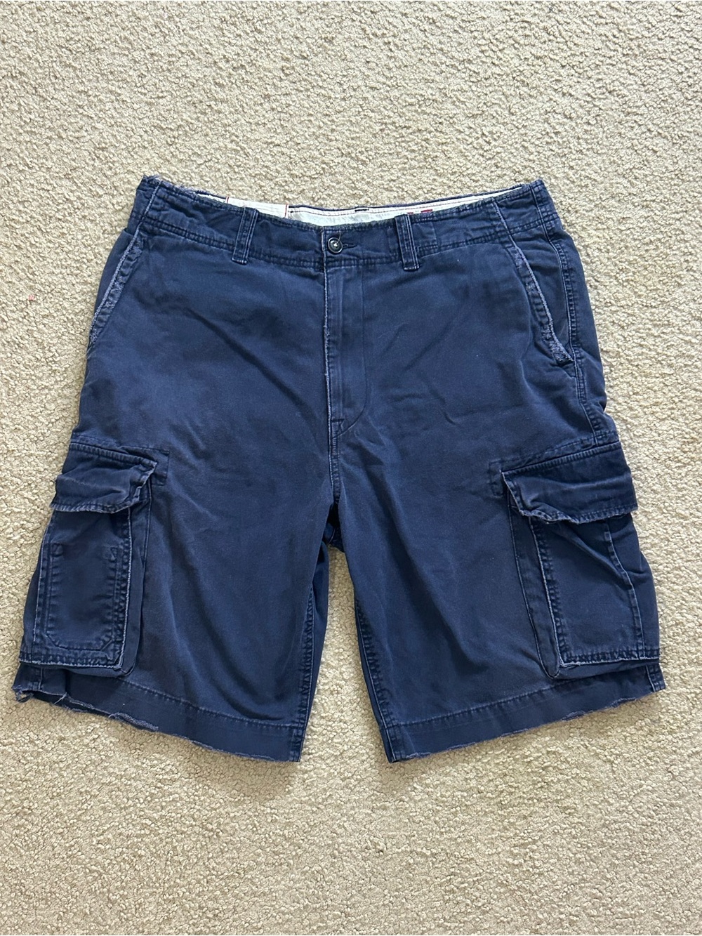 Y2K American Eagle Cargo Shorts Heavy Cotton Navy Blue Mens Size 36
